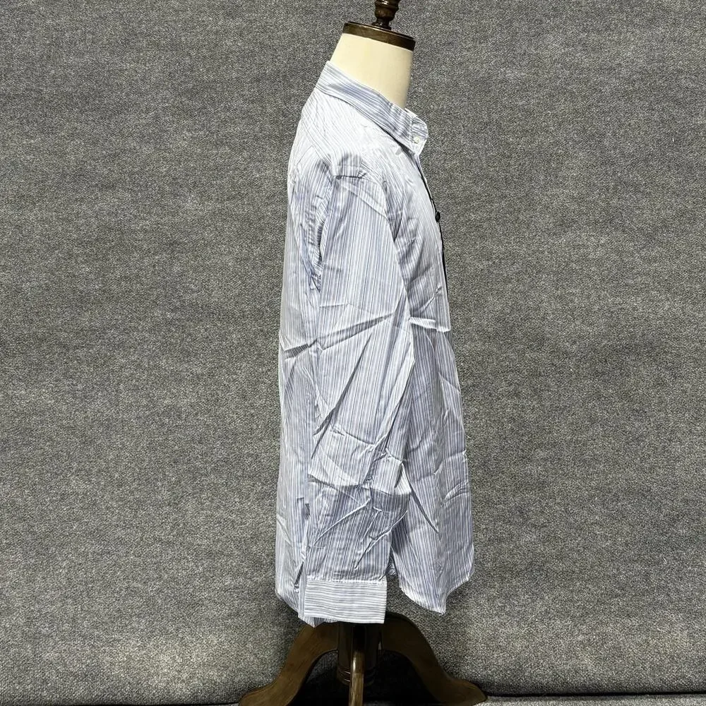Polo Ralph Lauren Shirt Mens 17 43 Blue Stripe Douglas Classic Dress Button Down